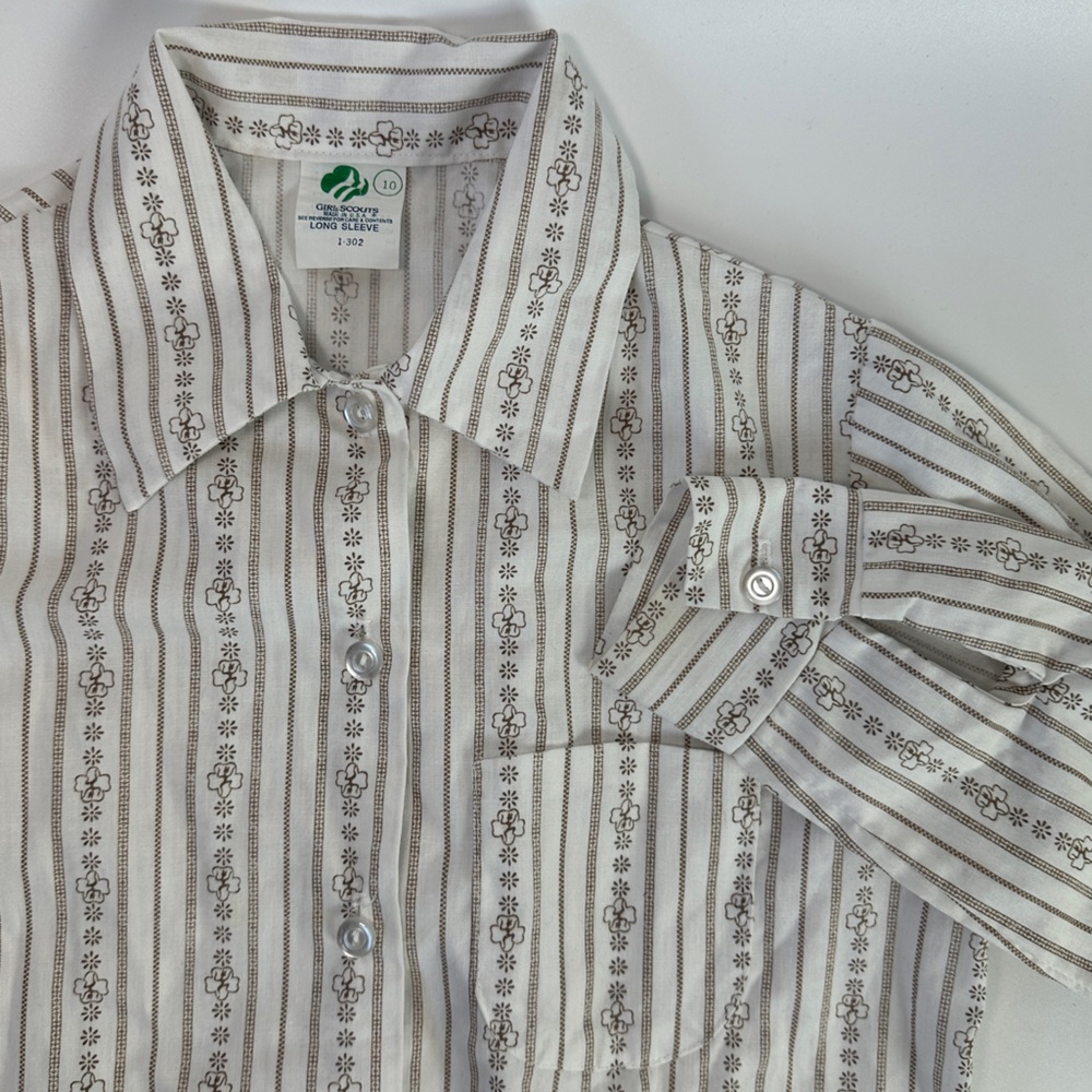 VTG Girl Scouts of America Brownies Button Down Collared Long Sleeve‎ Shirt 10